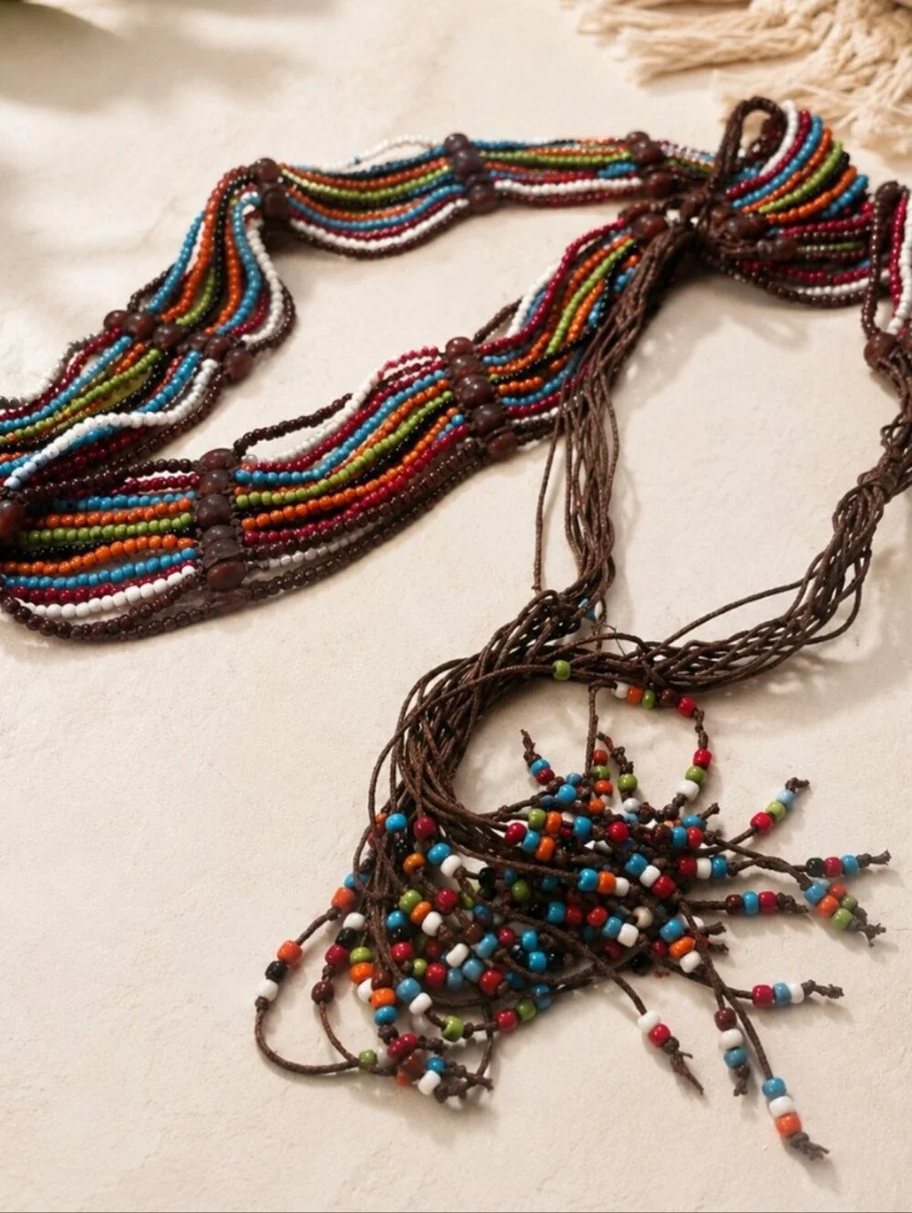 Boho Multicolor Beaded Tassel Belt | Festival Statement Waist Belt